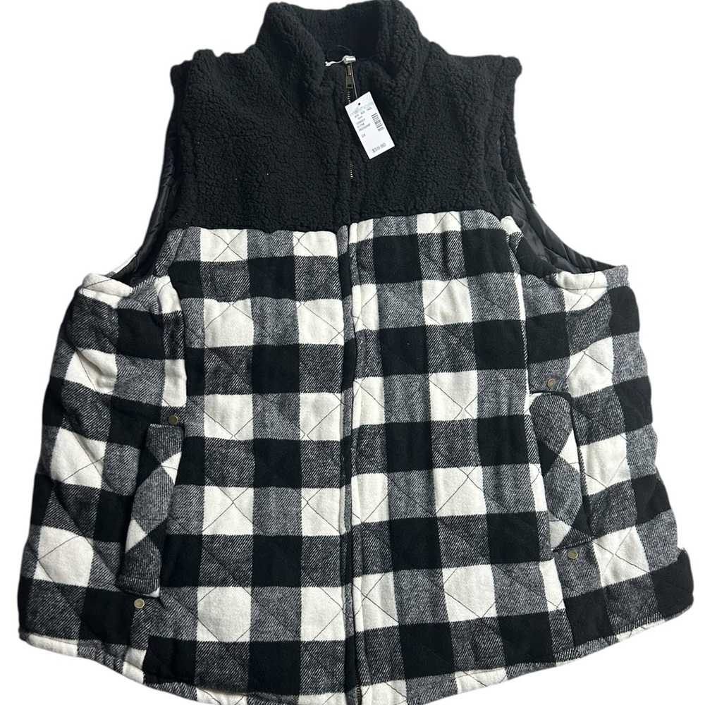 Maurices Women’s Plus 2X Buffalo Plaid Sherpa‎ Fleece Quilted Vest NWT Cozy